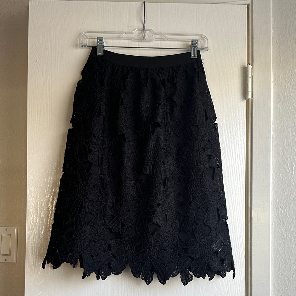Xhilaration Black Floral Lace Midi Skirt